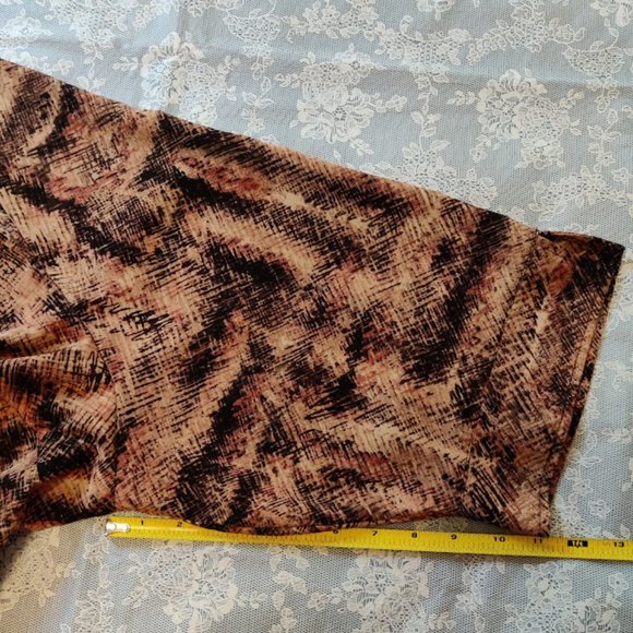 Essentials Women’s 4X Button-Up Stretch Top – Plus - 3/4 Sleeve, Brown-Black - Picture 3 of 14